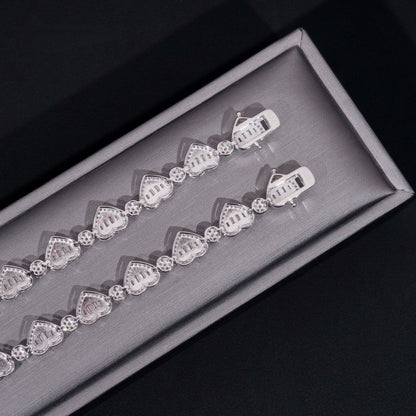 .925 SILVER HEARTS BAGUETTE CUT MOISSANITE BRACELET VTBL5004