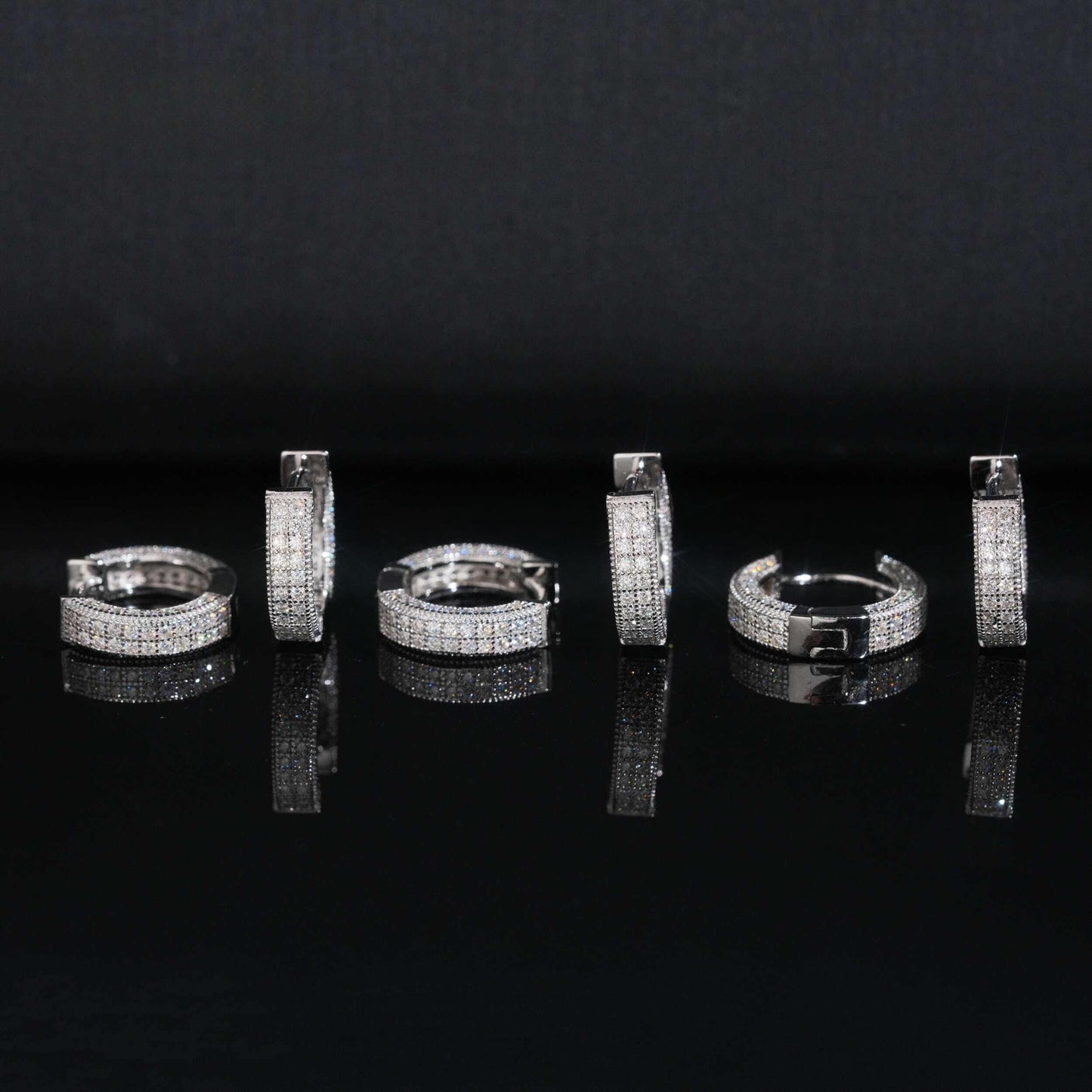 .925 SILVER 2 ROW PAVE ROUND CUT MOISSANITE HOOP EARRING VTER1001
