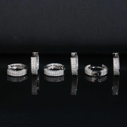 .925 SILVER 2 ROW PAVE ROUND CUT MOISSANITE HOOP EARRING VTER1001