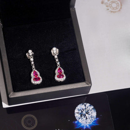 .925 SILVER MULTI CUT VIVID PINK HALO MOISSANITE  DROP EARRING VTER3005