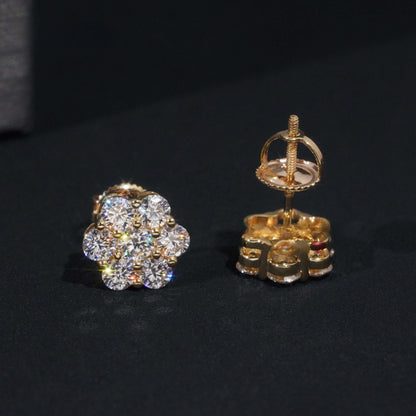 10K GOLD FLORAL SHAPED MOISSANITE STUD EARRING VTER1012