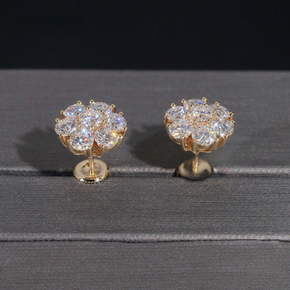10K GOLD FLORAL BLOOM MOISSANITE STUD EARRING VTER1013