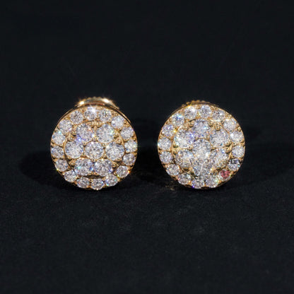 10K GOLD RADIANT ROUND CUT CLUSTER HALO MOISSANITE STUD EARRING VTER1015