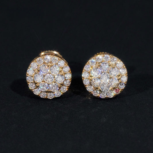 10K GOLD RADIANT ROUND CUT CLUSTER HALO MOISSANITE STUD EARRING VTER1015