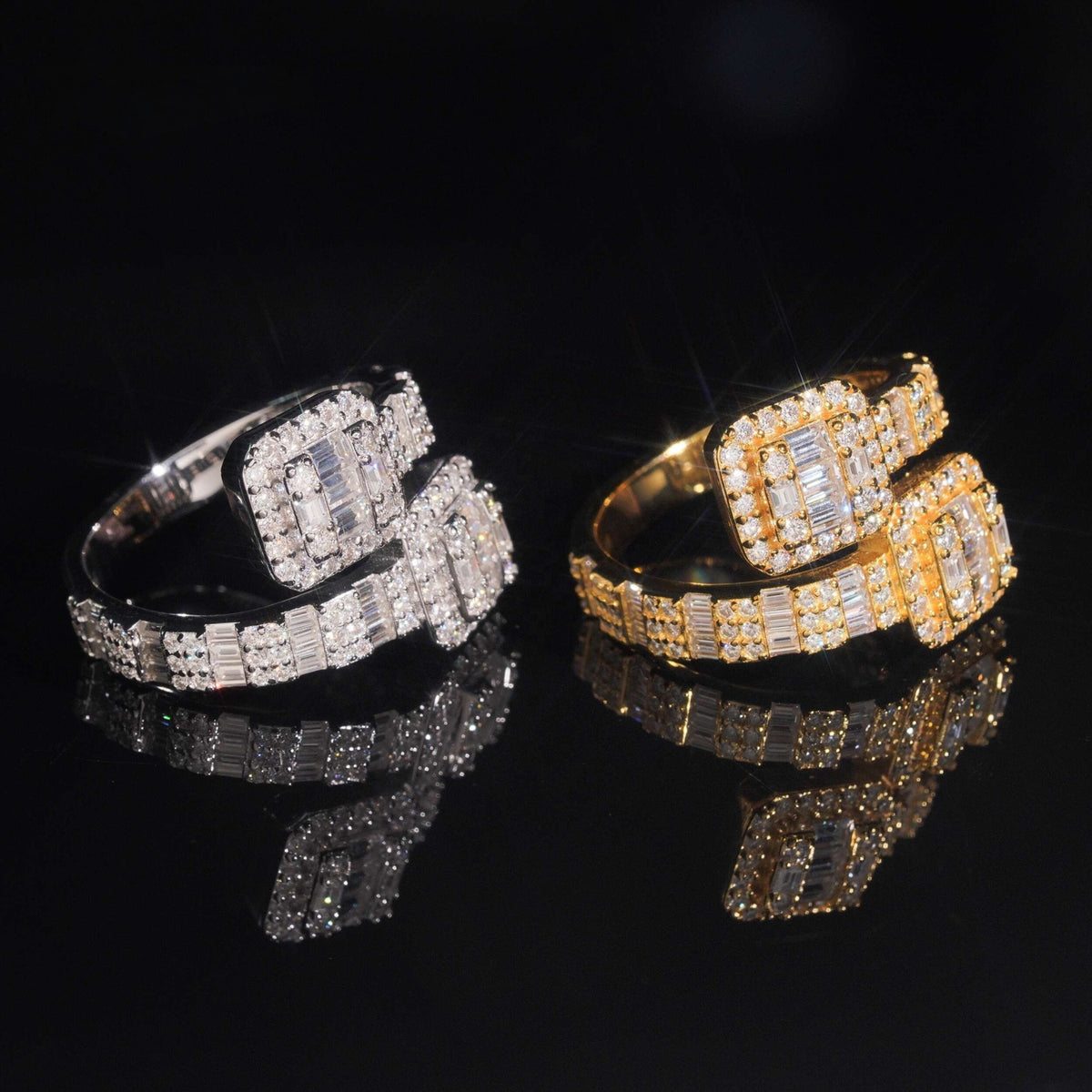 .925 SILVER GEOMETRIC GRID DESIGN MOISSANITE STONES MULTI-ROW SETTING VTRG0005