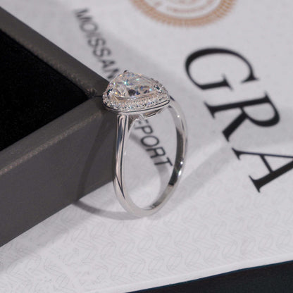 .925 SILVER HALO PEAR CUT MOISSANITE ENGAGEMENT RING VTRG1012