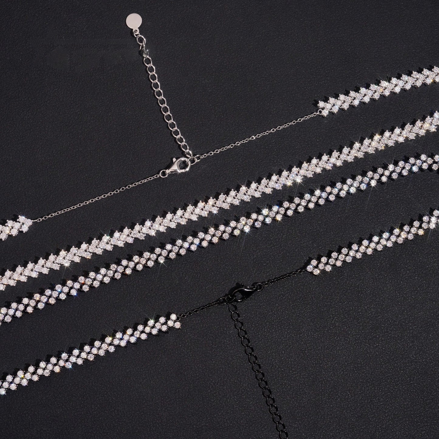 .925 SILVER MULTI-ROW ZIG-ZAG TENNIS MOISSANITE WOMEN'S NECKLACE VTNL3004