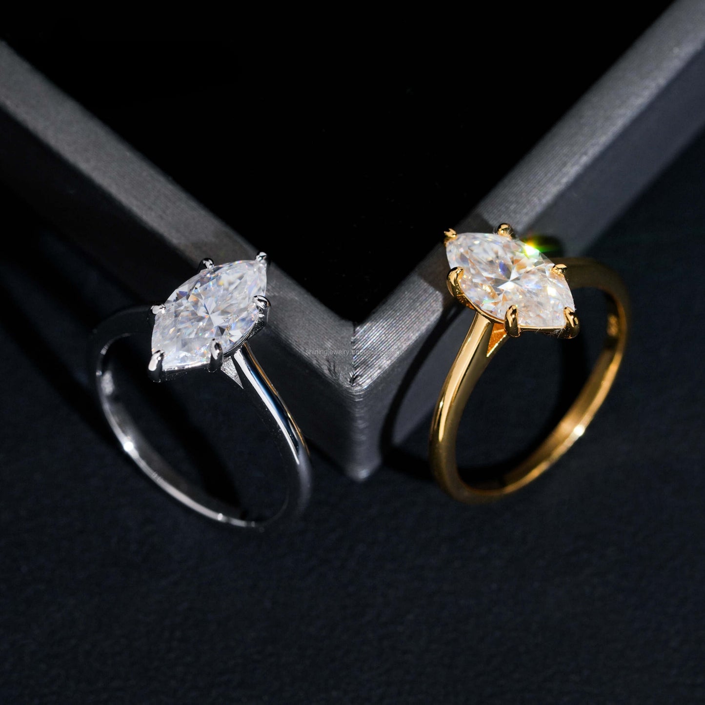 .925 SILVER MARQUISE CUT MOISSANITE ENGAGEMENT RING VTRG1006