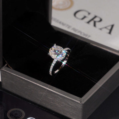 .925 SILVER OVAL CUT MOISSANITE ENGAGEMENT RING WITH MICRO PAVE VTRG1009