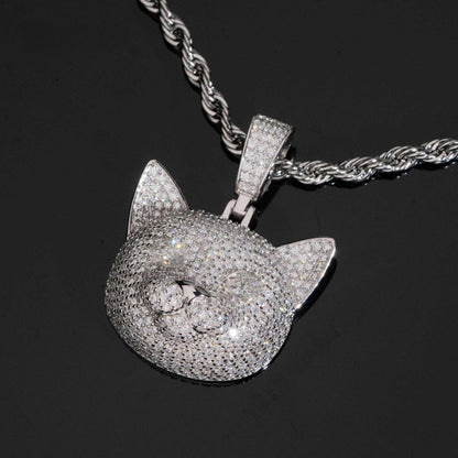 .925 SILVER CAT HEAD MOISSANITE PENDANT VTPT0004