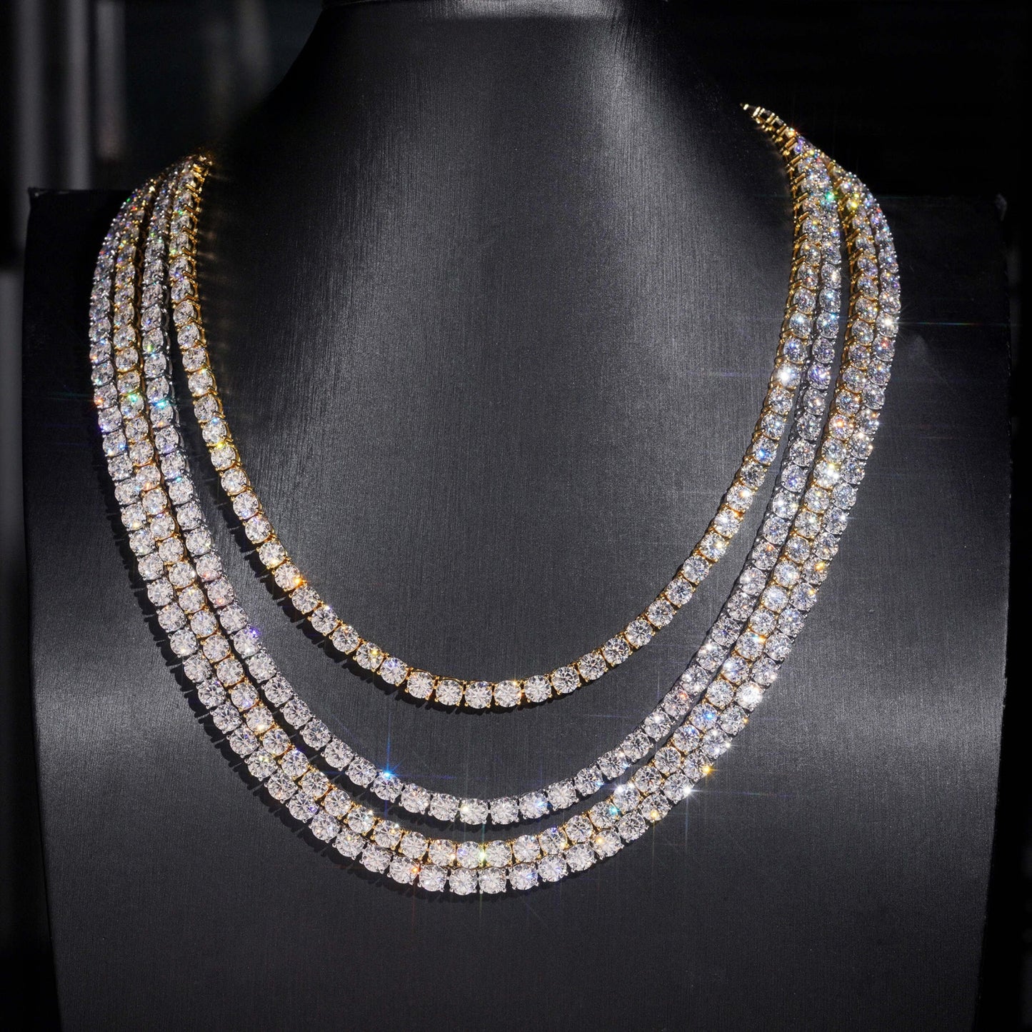 .925 SILVER RD CUT MOISSANITE TENNIS CHAIN 5MM VTNL1001