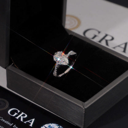 .925 SILVER 3CT PEAR CUT MOISSANITE ENGAGEMENT RING WITH PAVE BAND VTRG1018