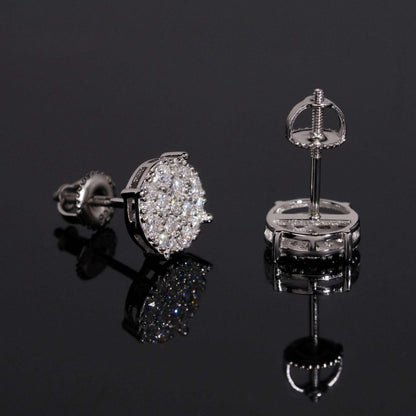 .925 SILVER CLUSTER ROUND CUT MOISSANITE STUD EARRING VTER1003