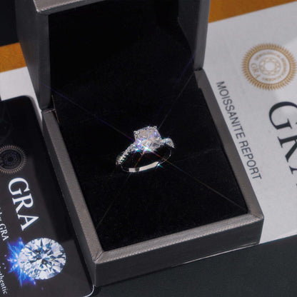 .925 SILVER 3CT CUSHION CUT MOISSANITE ENGAGEMENT RING WITH PAVE BAND VTRG1019
