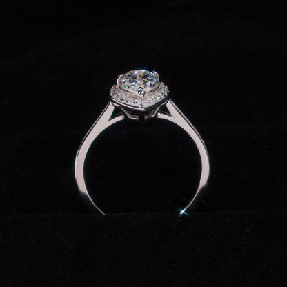 .925 SILVER HALO PEAR CUT MOISSANITE ENGAGEMENT RING VTRG1012