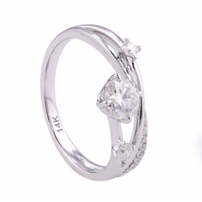 14K GOLD ROUND WITH SIDE PRINCESS CUT MOISSANITE ENGAGEMENT RING VTRG1026