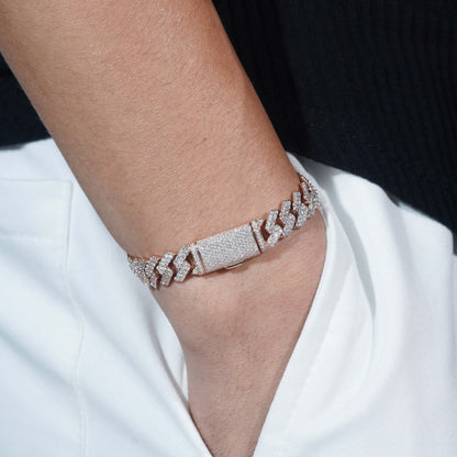 10K GOLD CUBAN LINK ICED MOISSANITE BRACELET 10MM VTBL5006