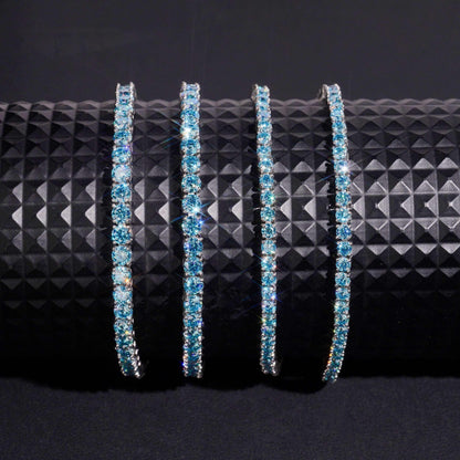 .925 SILVER BLUE ROUND CUT MOISSANITE TENNIS  BRACELET 3MM-4MM VTBL5005