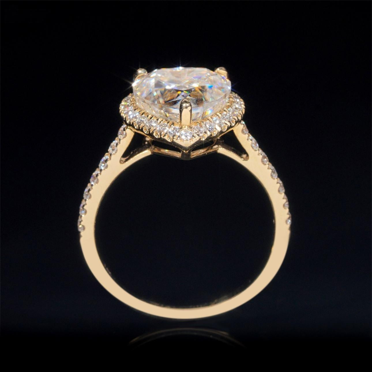 14K GOLD HEART CUT HALO MOISSANITE ENGAGEMENT RING VTRG1008