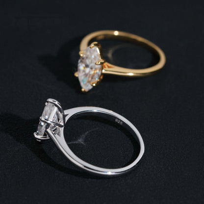 .925 SILVER MARQUISE CUT MOISSANITE ENGAGEMENT RING VTRG1006