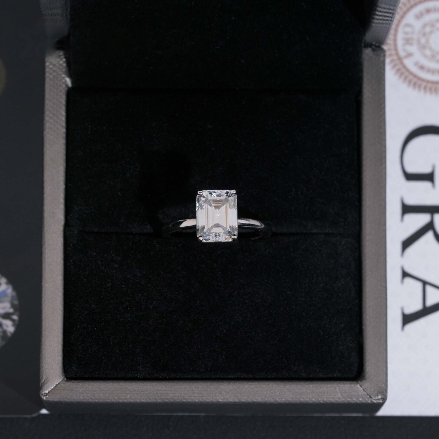 .925 SILVER EMERALD CUT MOISSANITE ENGAGEMENT RING VTRG1004