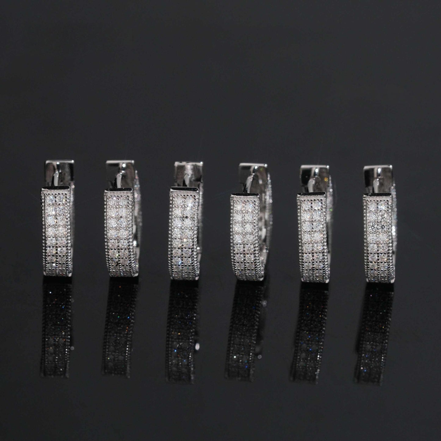 .925 SILVER 2 ROW PAVE ROUND CUT MOISSANITE HOOP EARRING VTER1001