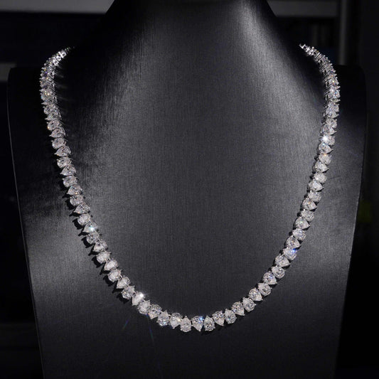 .925 SILVER PEAR CUT MOISSANITE TENNIS CHAIN VTNL1004