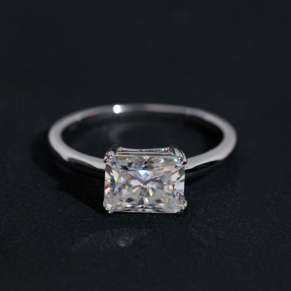.925 SILVER RADIANT CUT MOISSANITE ENGAGEMENT RING VTRG1003