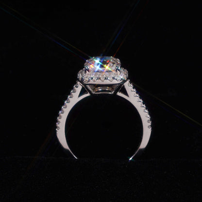.925 SILVER HALO CUSHION CUT MOISSANITE ENGAGEMENT RING VTRG1016