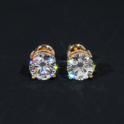 10K GOLD ROUND CUT MOISSANITE STUD EARRING WITH PAVE VTER1016