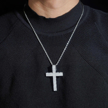 .925 SILVER CROSS EMERALD CUT MOISSANITE PENDANT VTPT0002