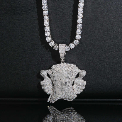 .925 SILVER THUMBS UP MONEY MOISSANITE PENDANT VTPT0005
