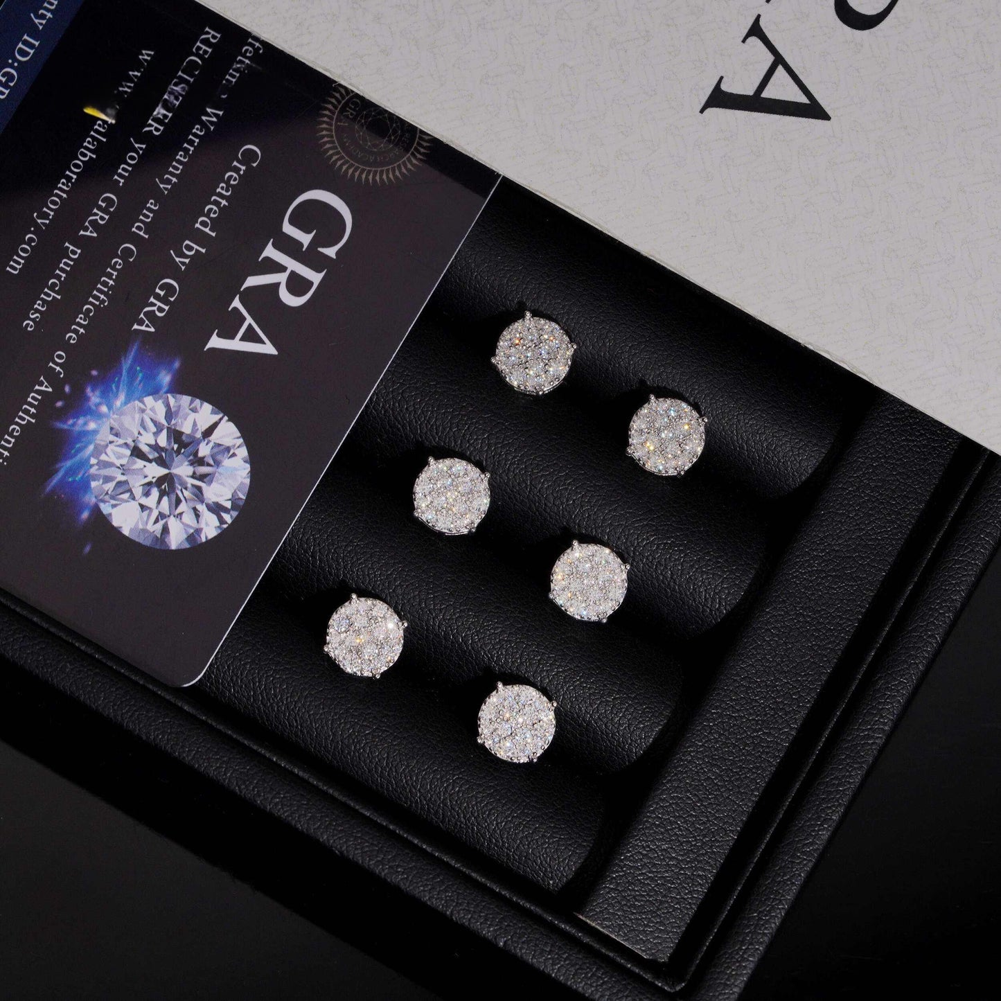 .925 SILVER CLUSTER ROUND CUT MOISSANITE STUD EARRING VTER1003