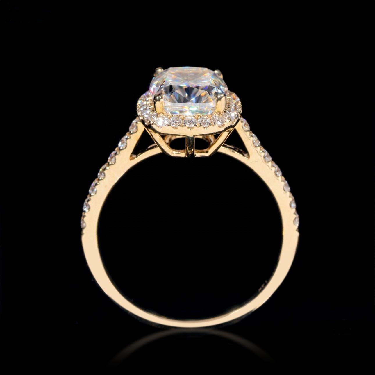 14K GOLD CUSHION CUT HALO MOISSANITE ENGAGEMENT RING VTRG1022