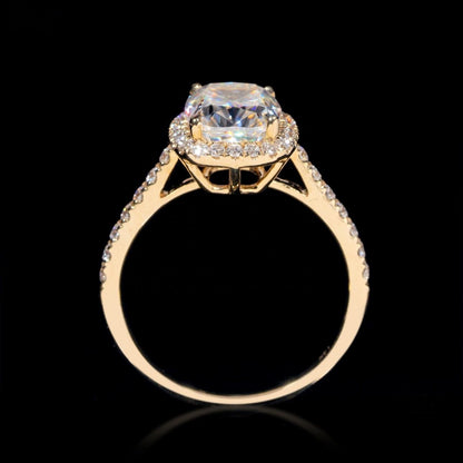 14K GOLD CUSHION CUT HALO MOISSANITE ENGAGEMENT RING VTRG1022