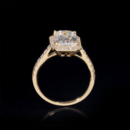 14K GOLD RADIANT CUT HALO MOISSANITE ENGAGEMENT RING VTRG1025