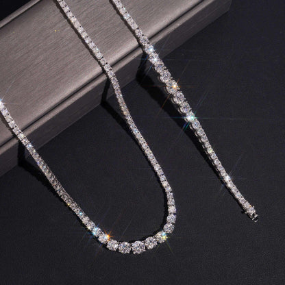 .925 SILVER GRADUATING ROUND CUT MOISSANITE TENNIS CHAIN 5MM VTNL1003