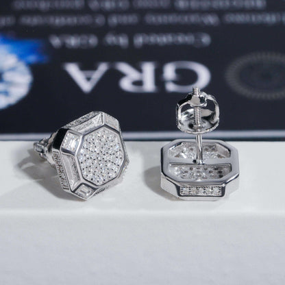 .925 SILVER OCTAGONAL SHAPED MOISSANITE STUD EARRING VTER1010