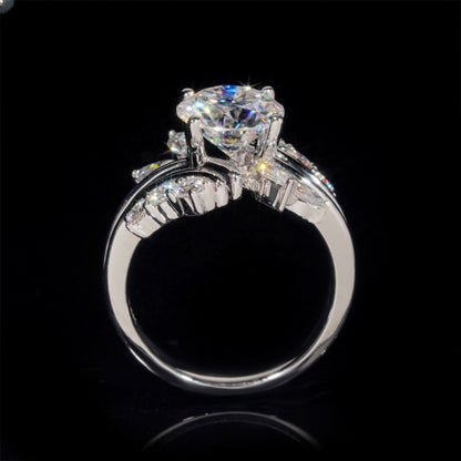14K GOLD ROUND AND MARQUISE CUT MOISSANITE FLOWER INSPIRED ENGAGEMENT RING VTRG1007