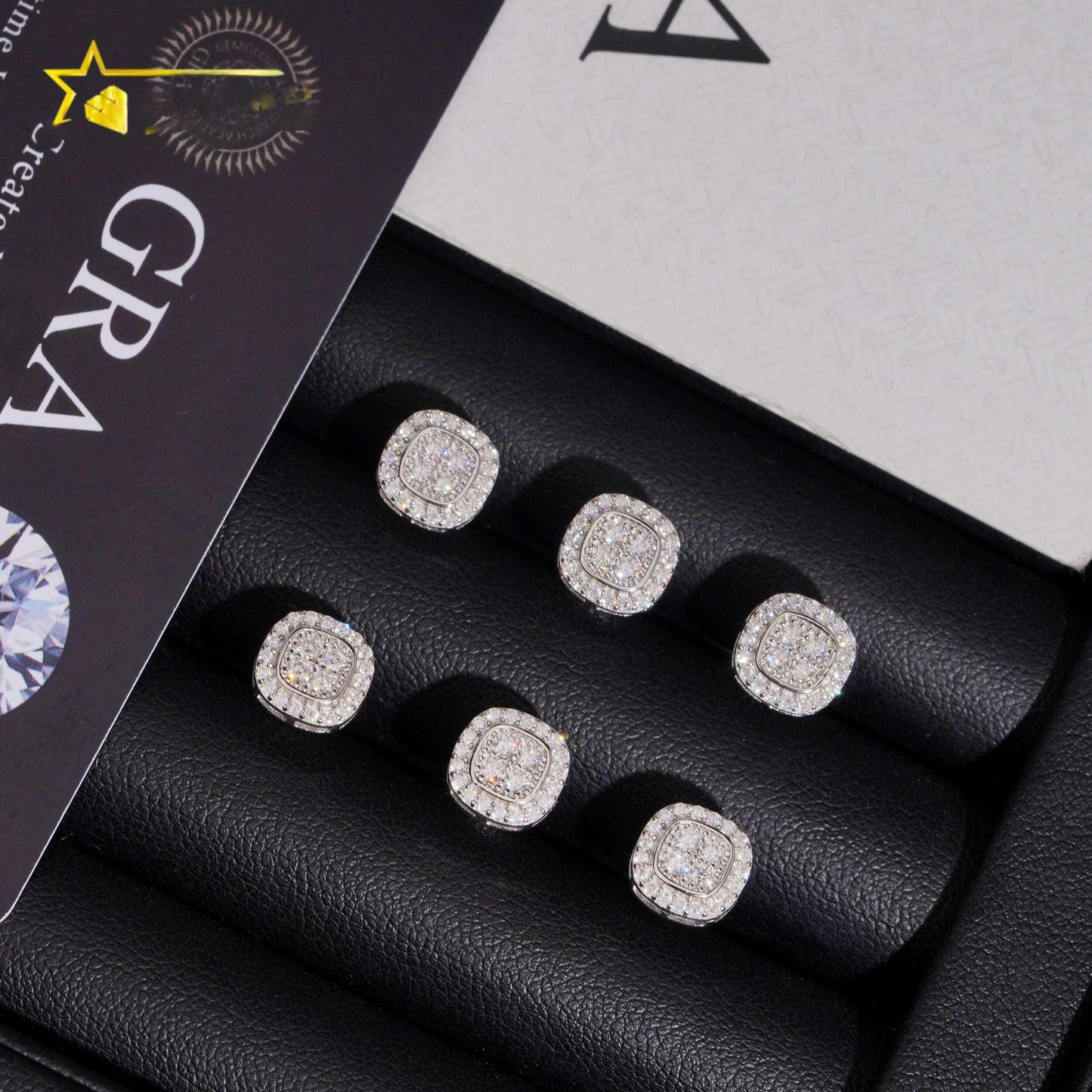 .925 SILVER CUSHION SHAPE ROUND CUT MOISSANITE STUD EARRING VTER1004