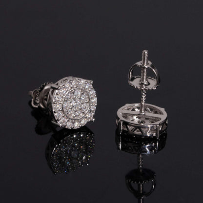 .925 SILVER CLUSTER ROUND CUT RADIANT HALO MOISSANITE STUD EARRING VTER1005