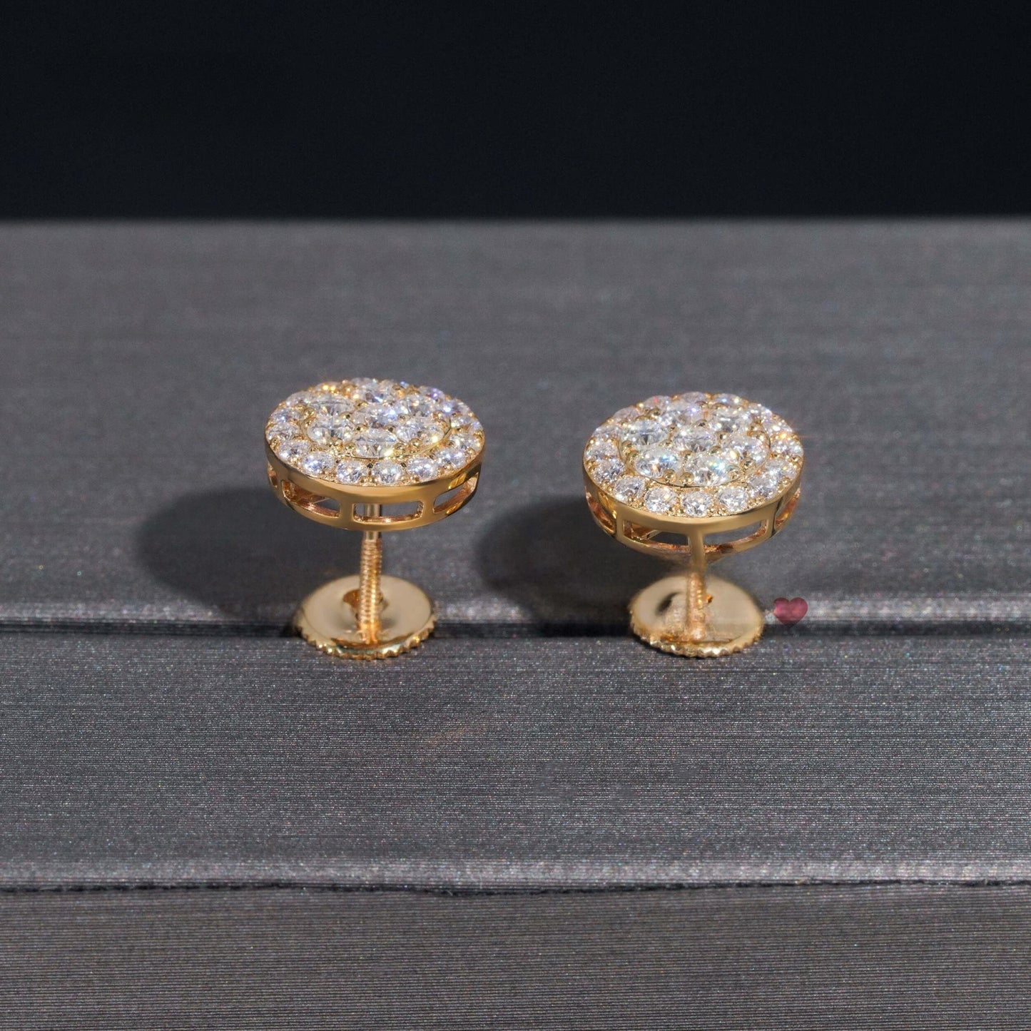 10K GOLD RADIANT ROUND CUT CLUSTER HALO MOISSANITE STUD EARRING VTER1015