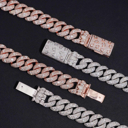 .925 SILVER MIAMI CUBAN MOISSANITE CHAIN MOSAIC SETTING 16MM VTNL0010