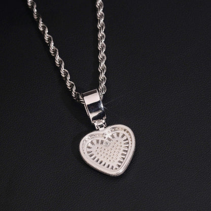 .925 SILVER ICED BAGUETTE MOISSANITE HEART PENDANT VTNL3005