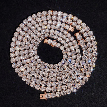 10K GOLD RD CUT MOISSANITE/LAB GROWN DIAMOND TENNIS CHAIN 2MM-5MM VTNL1007