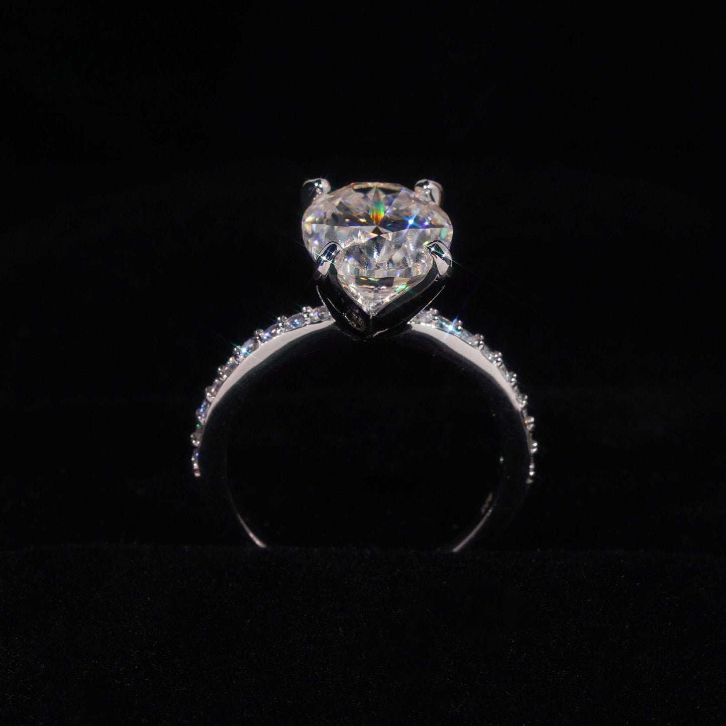 .925 SILVER OVAL CUT MOISSANITE ENGAGEMENT RING WITH MICRO PAVE VTRG1009