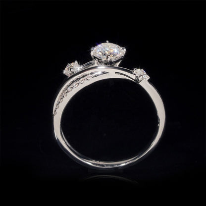 14K GOLD ROUND WITH SIDE PRINCESS CUT MOISSANITE ENGAGEMENT RING VTRG1026