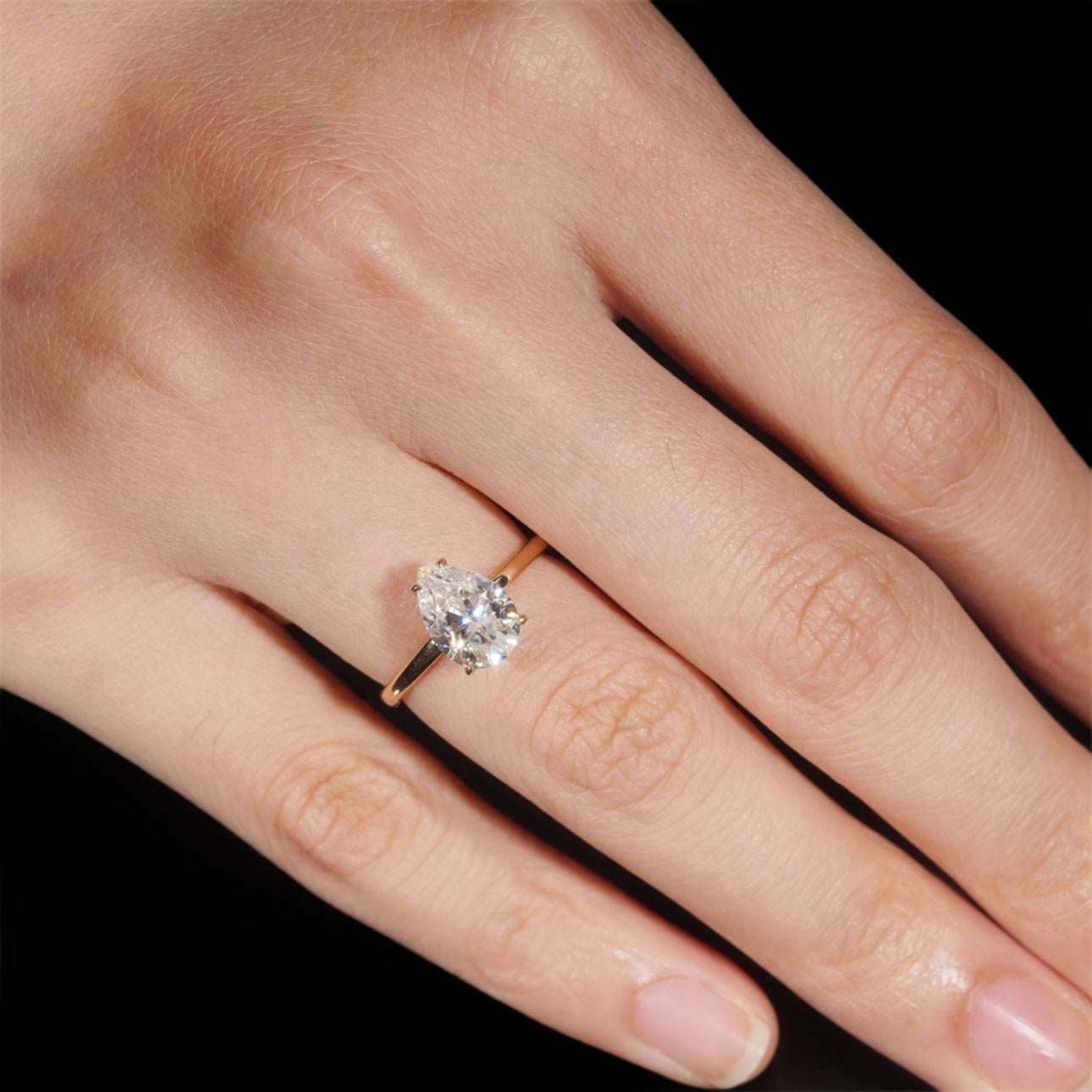 14K GOLD PEAR CUT MOISSANITE ENGAGEMENT RING VTRG1023