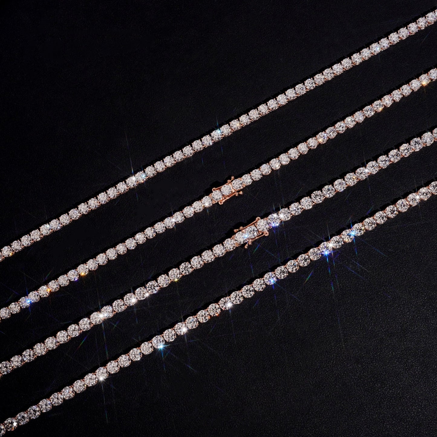 10K GOLD RD CUT MOISSANITE/LAB GROWN DIAMOND TENNIS CHAIN 2MM-5MM VTNL1007