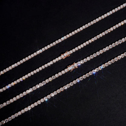 10K GOLD RD CUT MOISSANITE/LAB GROWN DIAMOND TENNIS CHAIN 2MM-5MM VTNL1007